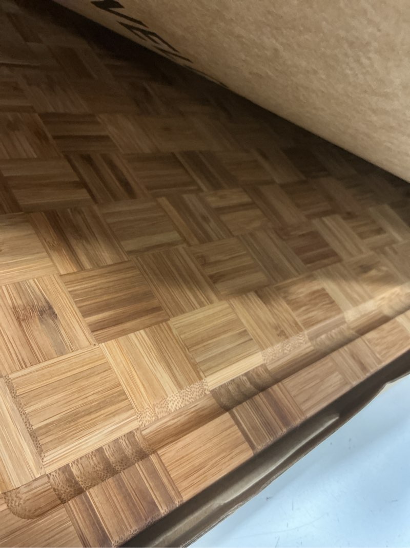 Condition photo showing Good Condition for Extra Large Bamboo Cutting Board with Non Slip Feet and Over Sink Butcher Block Chopping Board Nice Solid Thick Wooden Juice Groove Big Xl XXl xlarge Best Hardwood Kitchen Counter Organic 24*18 in