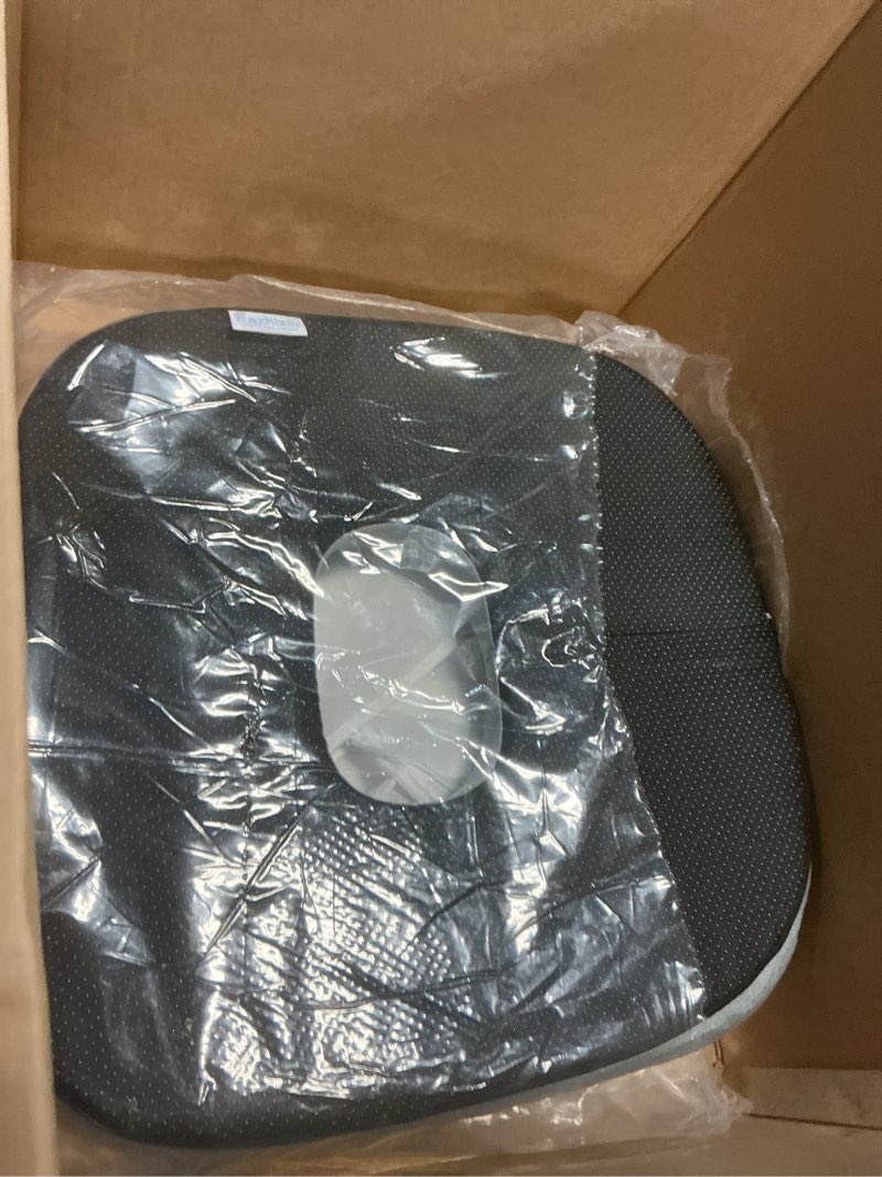 Condition photo showing New/Like New for concave u surface donut pillow for tailbone pain cradle tailbone reducing pressure on pelvis- hemorrhoid pillow for office, car, home seat- black/gray