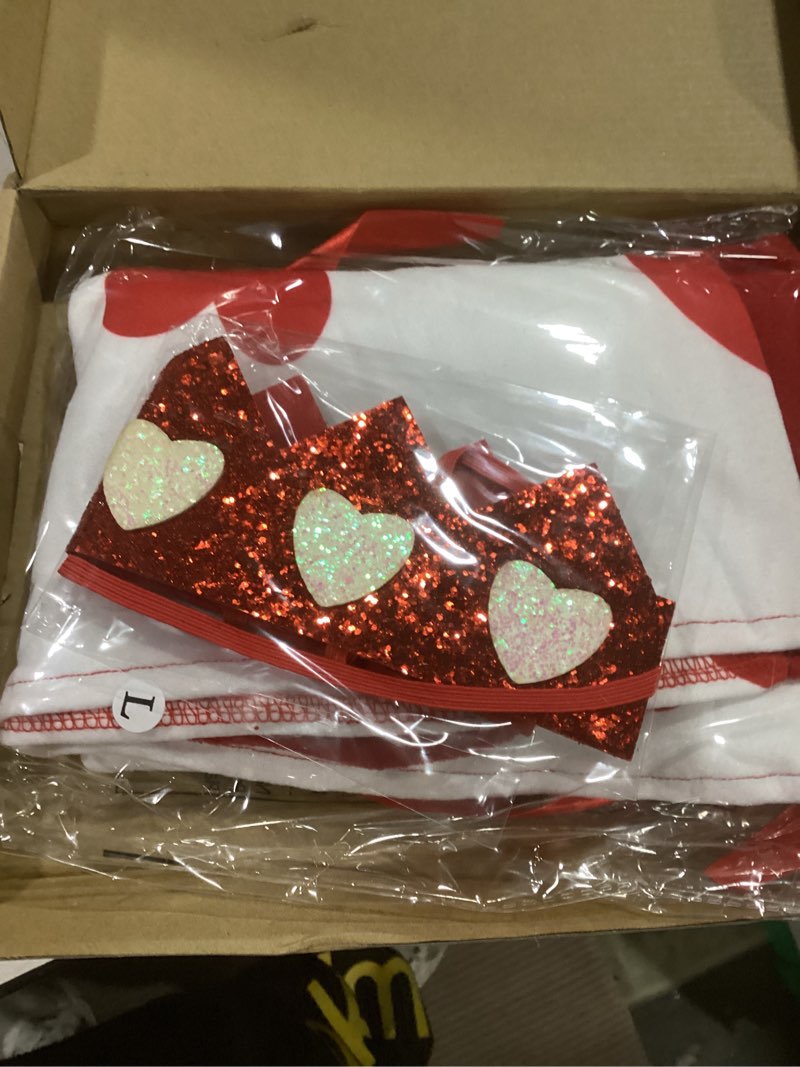 Condition photo showing New/Like New for Hillban Valentine's Day Dog Costume Heart Crown and Cape Cover Set Dog Queen Valentines Outfit Heart