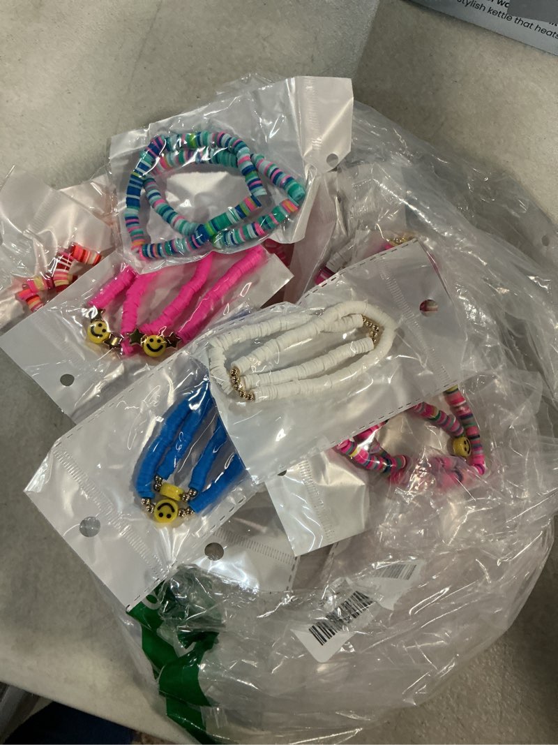 Condition photo showing Good Condition for 100 pcs friendship bracelets for women bead colorful surfer heishi bracelet set , cute clay beaded bulk bracelets stretch bracelets clay for women stackable bohemian summer beach party, graduation party favors, birthday gifts 100pcs-classic style