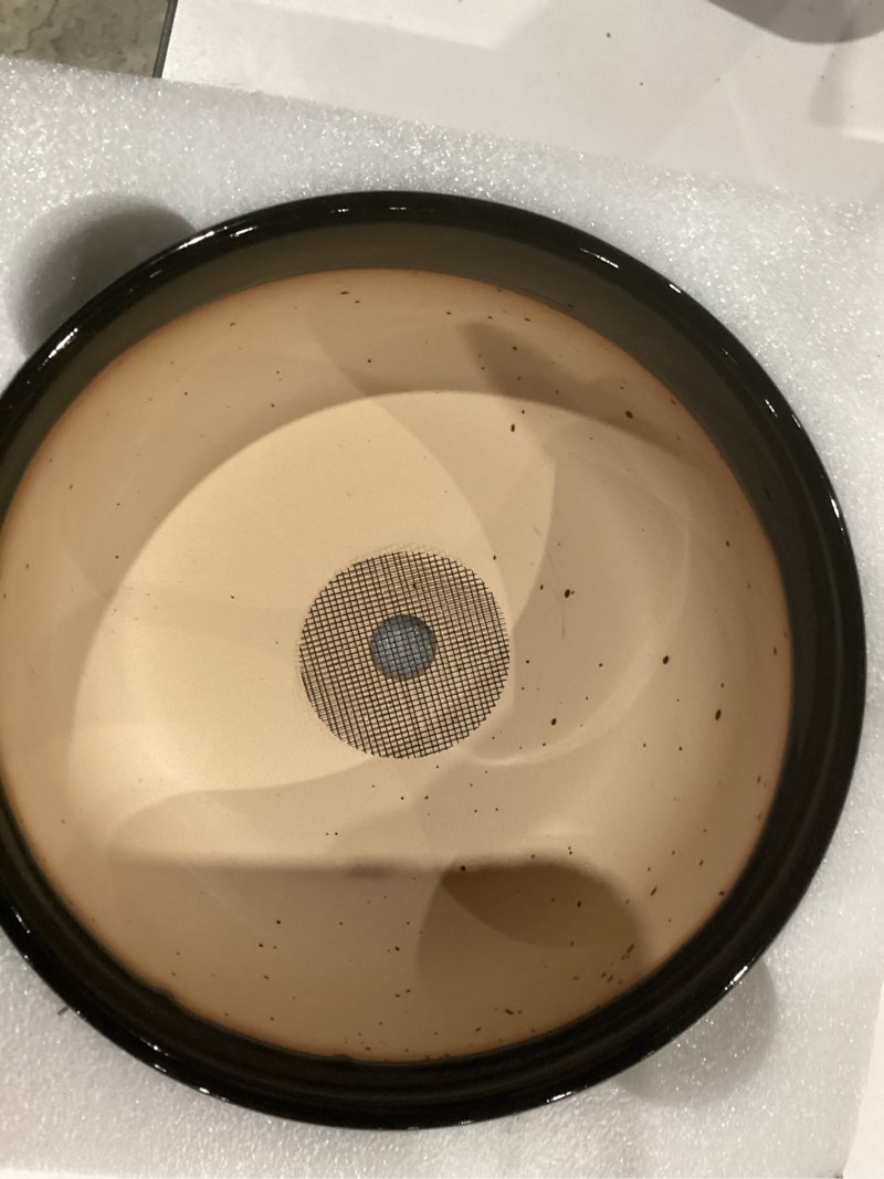 Condition photo showing New/Like New for Ceramic Bonsai Pots - 8 Inch Plant Pot for Succulent, Round Planter for Indoor Plants, Shallow Planters with Drainage Hole and Tray, Boho Bonsai Bowl, Living Room Decor, Black