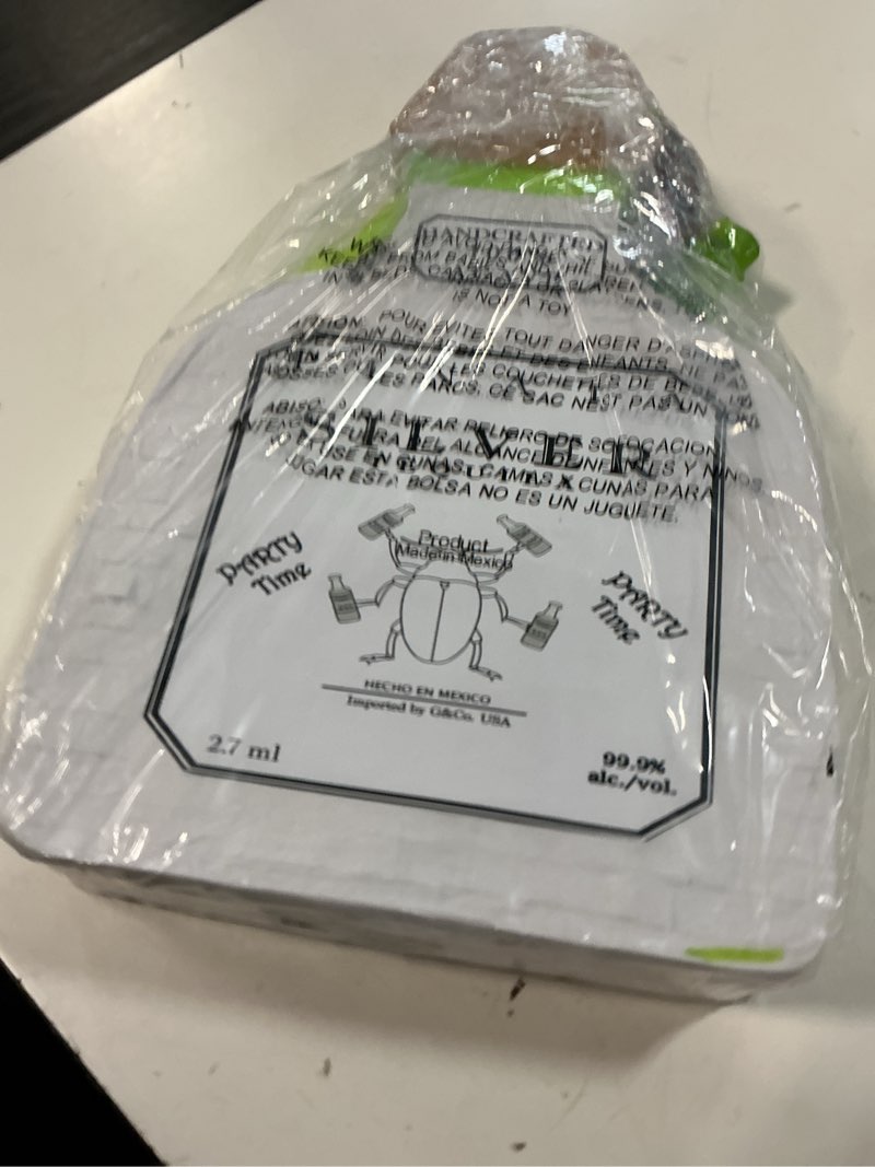 Condition photo showing Good Condition for jergrim white tequila bottle piñata 4-piece set, 16x11x3 inches, perfect for party decorations, photo prop, cinco de mayp, birthday, funny anniversary, 21 birthday - fits candy/favors