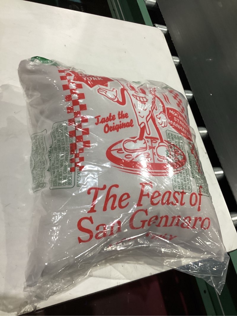 Condition photo showing Good Condition for feast of san gennaro little italy festival new york pizza throw pillow 18x18