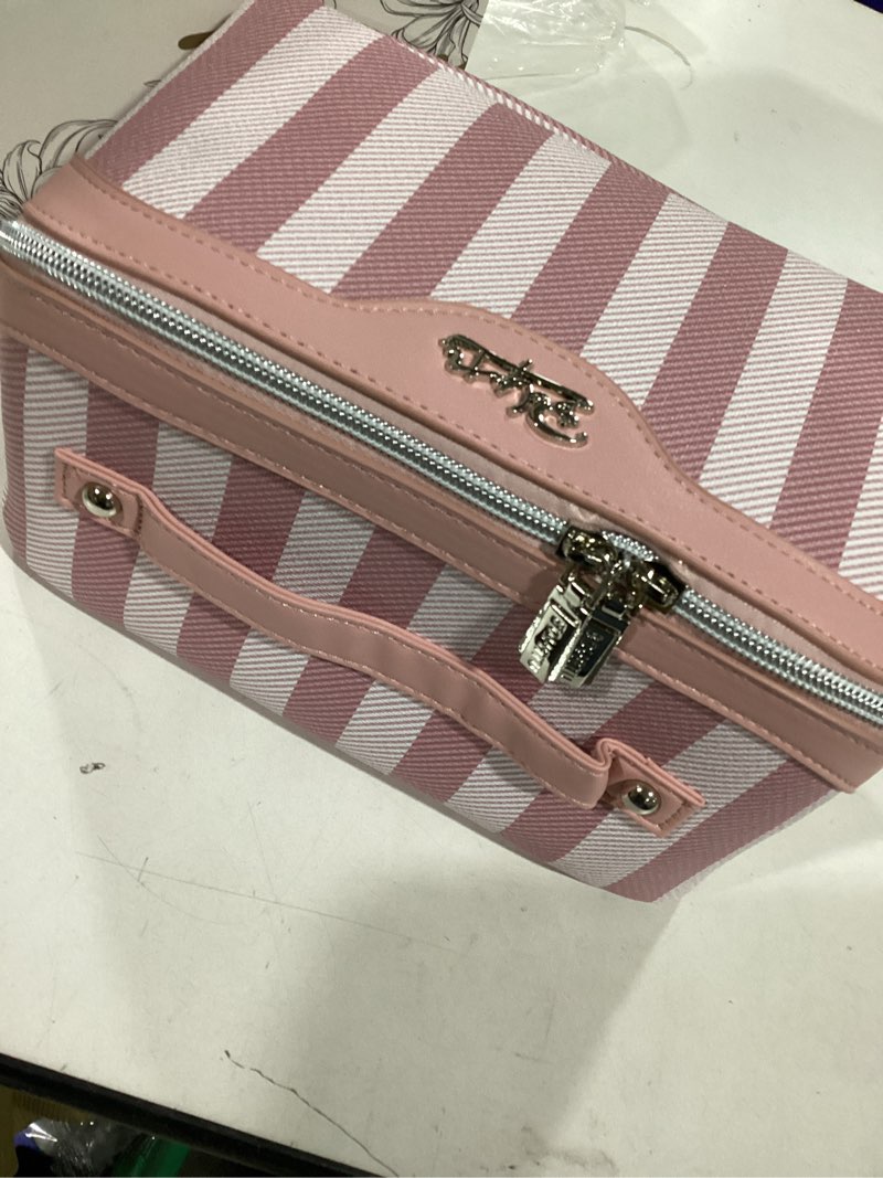 Condition photo showing Good Condition for BOYATU Travel Makeup Bag for Women: Large Cosmetic Bag Set of 3 - PU Leather Make up Bag with Compartments - Compact Waterproof Toiletry Bag with Divider & Handle (B-1-Pink)