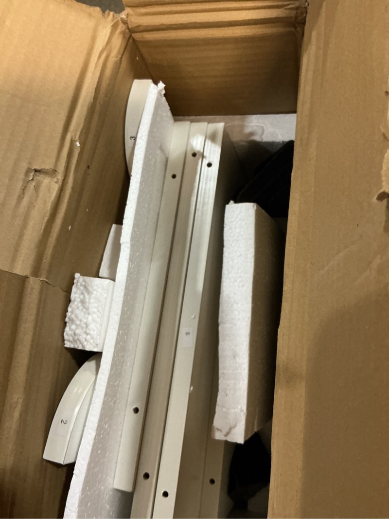 Condition photo showing As Is for dtk washer dryer countertop with shelf, 27.55" depth x 54" width laundry wood top cover with anti-slip strips, over washer and dryer wood countertop with edge rails, white