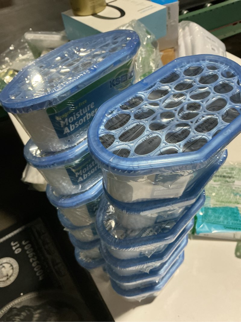 Condition photo showing Good Condition for ksend moisture absorbers, 12 pack, compact dehumidifier for closet, efficient humidity absorber boxes, moisture absorber for closet, odor eliminator with fragrance free, blue, 6.4oz, 300ml blue 300ml - 12packs