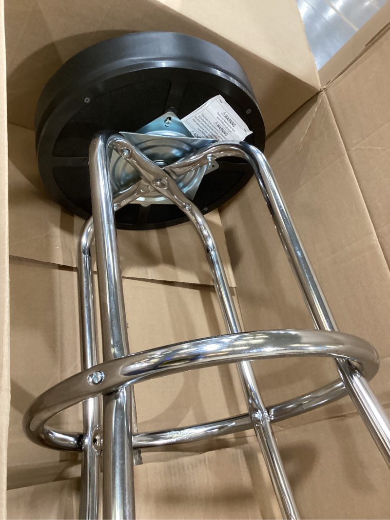 Condition photo showing Good Condition for torin atrp6185b-1 swivel bar stool: padded garage/shop seat with chrome plated legs, black