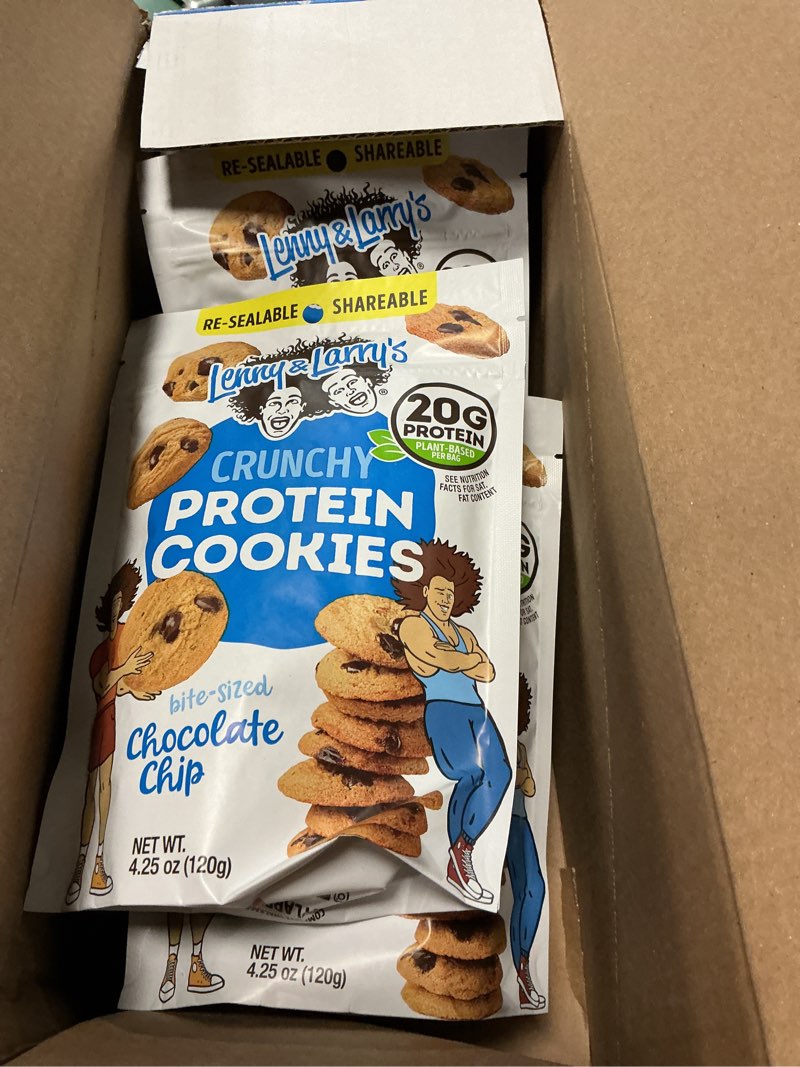 Condition photo showing New/Like New for (Jun 13/2026 ) Lenny & Larry's The Complete Crunchy Cookie, Chocolate Chip, 6g Plant Protein, Vegan, Non-GMO, 4.25 Ounce Pouch (Pack of 6)