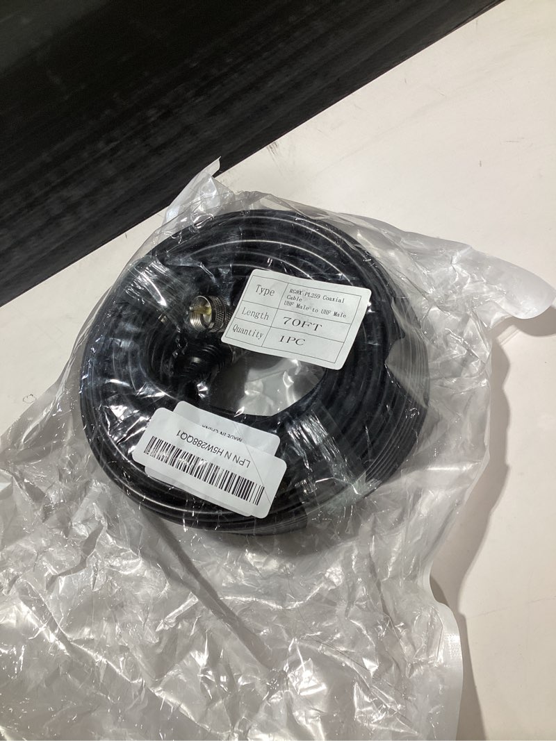 Foboiu RG8x Coaxial Cable - 70 ft, PL259 UHF Male-to-Male Cord, CB Coax Cable 50 Ohm, Includes 30ft/