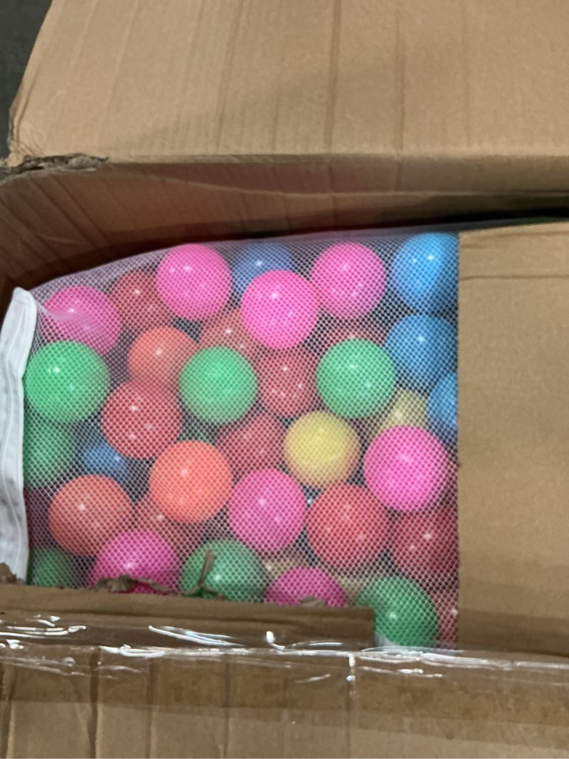 Condition photo showing New/Like New for amazon basics bpa free ball pit balls with storage bag, crush-proof plastic for toddlers kids 12+ months play, 6 bright colors, pack of 1000 1,000 balls bright colors