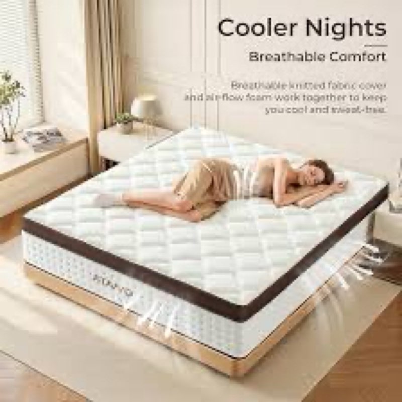 atawo twin mattress 10 inch, hybrid memory foam mattress with individual pocket springs for pressure