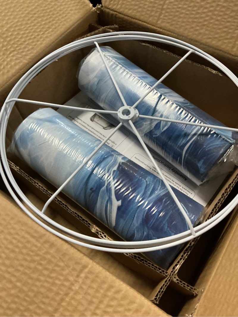 Condition photo showing New/Like New for decorative lamp shade polyester fibre printed drum shade for table lamp & bedside lamp, 13 "top x 13" bottom x 10 "height,includes 2pcs (sea waves)