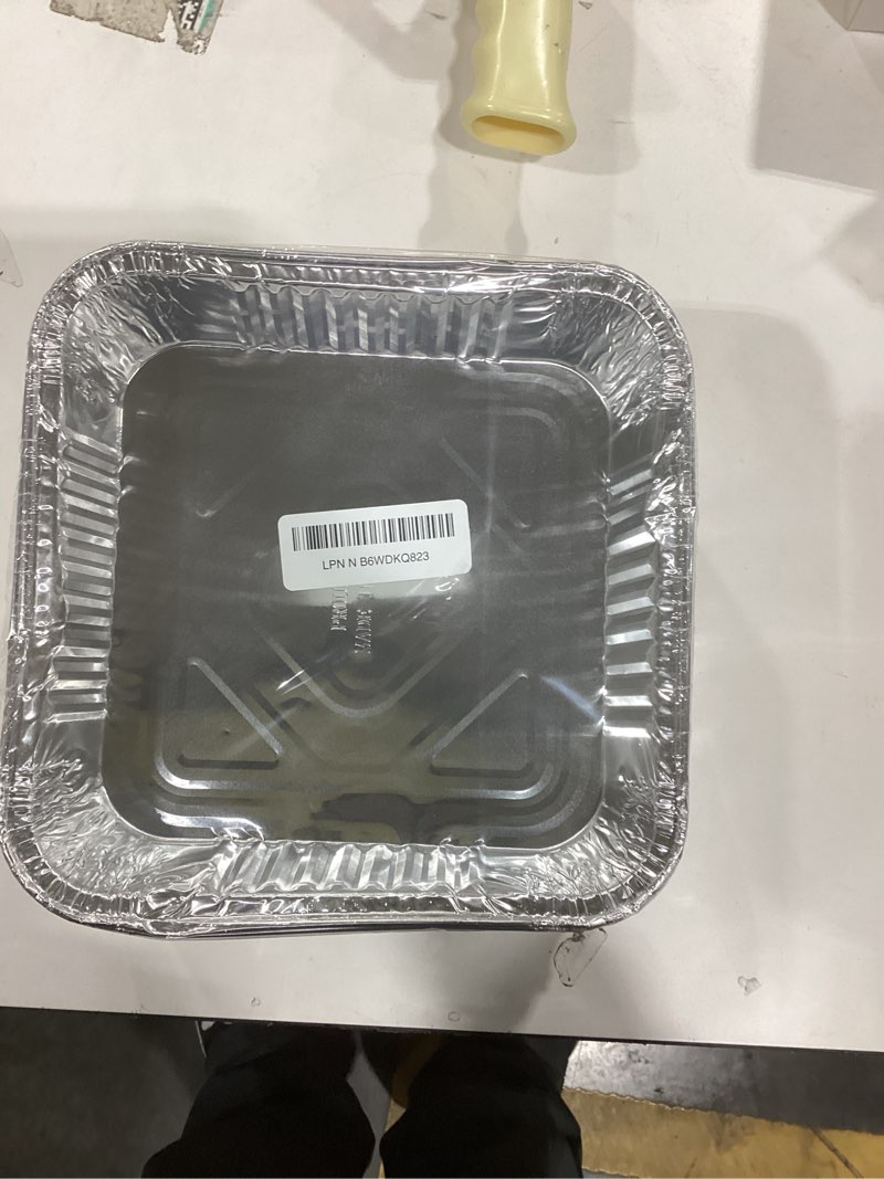Condition photo showing New/Like New for pack of 30 extra-thick disposable aluminum baking pans | standard size 9” x 9” recyclable square cooking tins | portable food containers | superior heat conductivity | 2” high walls to prevent spills