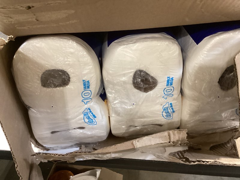 Condition photo showing As Is for charmin ultra soft cushiony touch toilet paper, 30 family mega = 153 regular rolls, 2-ply, white family mega 30 rolls (267 sheets)
