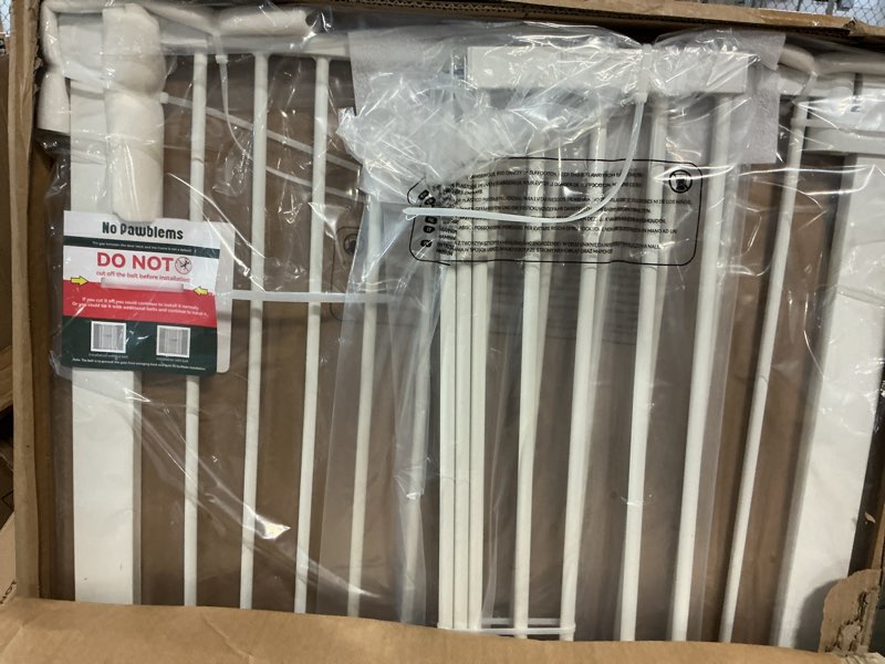 Condition photo showing Good Condition for no pawblems 55" extra tall pet gate for cat/dog, 29-40" wide auto close tall dog gate, 1.37" ultra narrow spacing, no drilling pressure mounted for doorways/hallways, white white - s10 55" tall, 29-40" wide