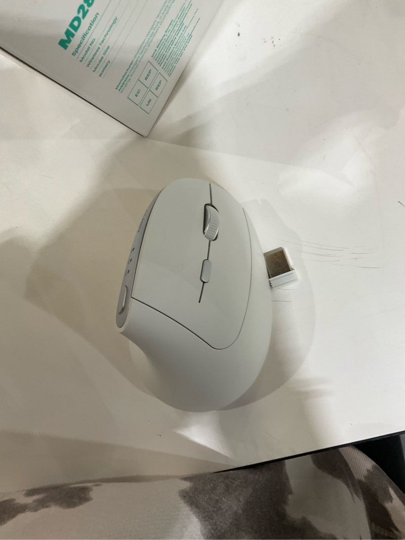 Condition photo showing As Is for Nulea MD280 Ergonomic Vertical Wireless Mouse - Bluetooth & 2.4G Dual Mode, 4 Adjustable DPI 800/1200/1600/2400, Rechargeable, Silent Clicks, No Lag, 6 Buttons - Perfect for Laptop, Desktop White