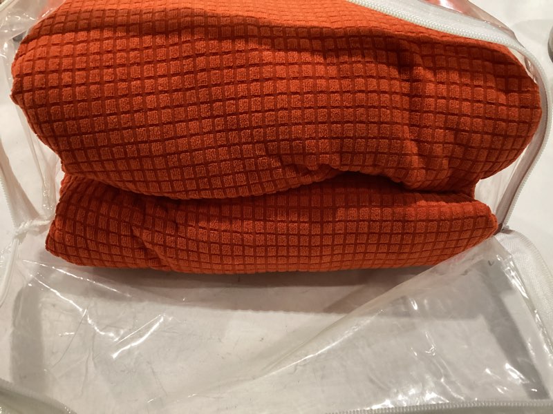 Condition photo showing As Is for cupuamon 2025 new stretch loveseat sofa slipcovers couch cover for 2 cushion furniture protector sofa covers with elastic bottom jacquard fabric small checks for pets, kids - pureed pumpkin pureed pumpkin loveseat