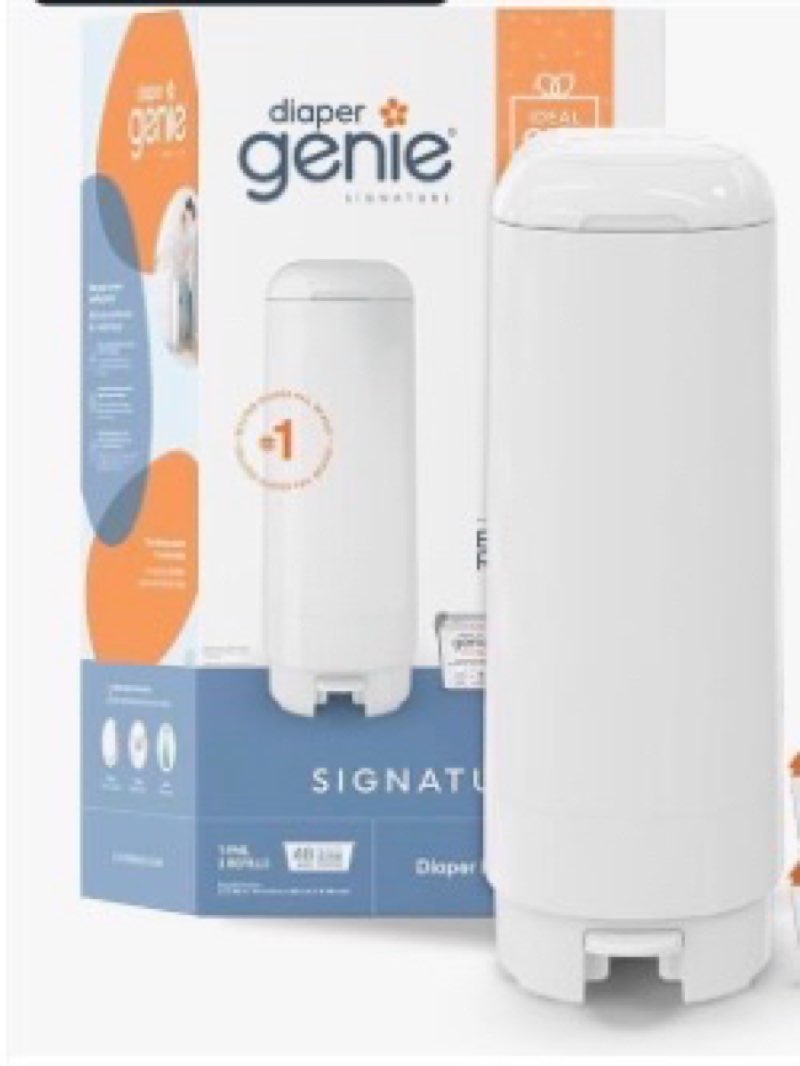 Diaper Genie Signature Gift Set | Includes Easy Roll Refill with 48 Bags | Holds Up to 2256 Newborn 