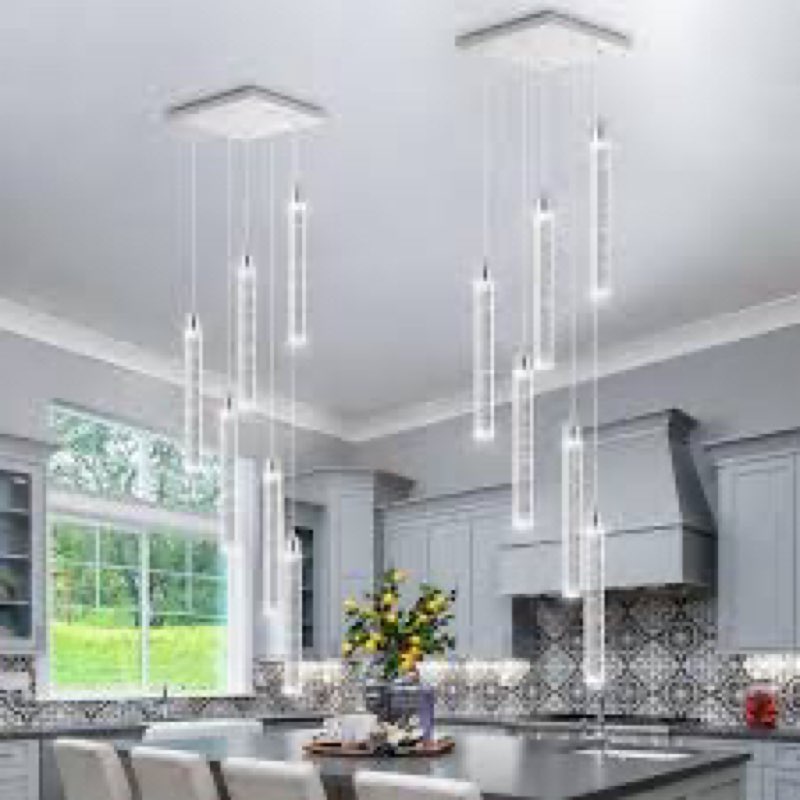Modern Crystal Pendant Lights for Kitchen Island Mini Chandelier LED Dimmable Ceiling Handing Lighti