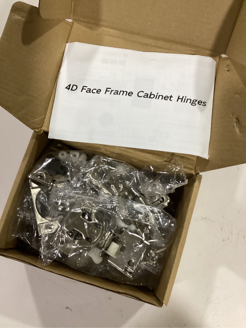 Condition photo showing Good Condition for Chibery 10 Pack 1-1/4" 4D Overlay Soft Close Concealed Hinges for Face Frame Door, Control Closing Speed, Smooth Slow Self Close Hinges, Satin Nickel, 105° Open Angle Stainless Steel Cabinet Hinges 1-1/4 inch Overlay 10 Pack