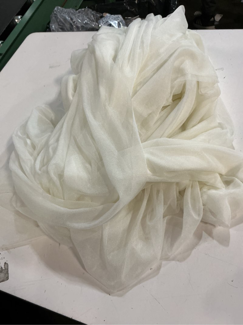 Condition photo showing Good Condition for mds pack of 2 wedding arch drape panel (30" width x 30ft long) sheer chiffon arbor canopy drapery fabric for wedding ceremony reception decoration party ceiling backdrop curtain swag - ivory 2 panel (30 ft long x 30" width) ivory