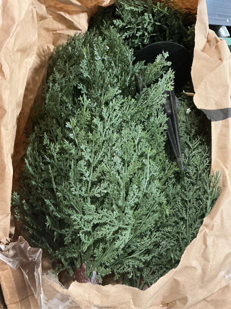 Condition photo showing Good Condition for 3ft artificial cedar topiary trees with ground spike, set of 2 uv resistant fake evergreen bushes shrubs trees artificial plants realistic faux cypress plants for indoor outdoor front porch garden