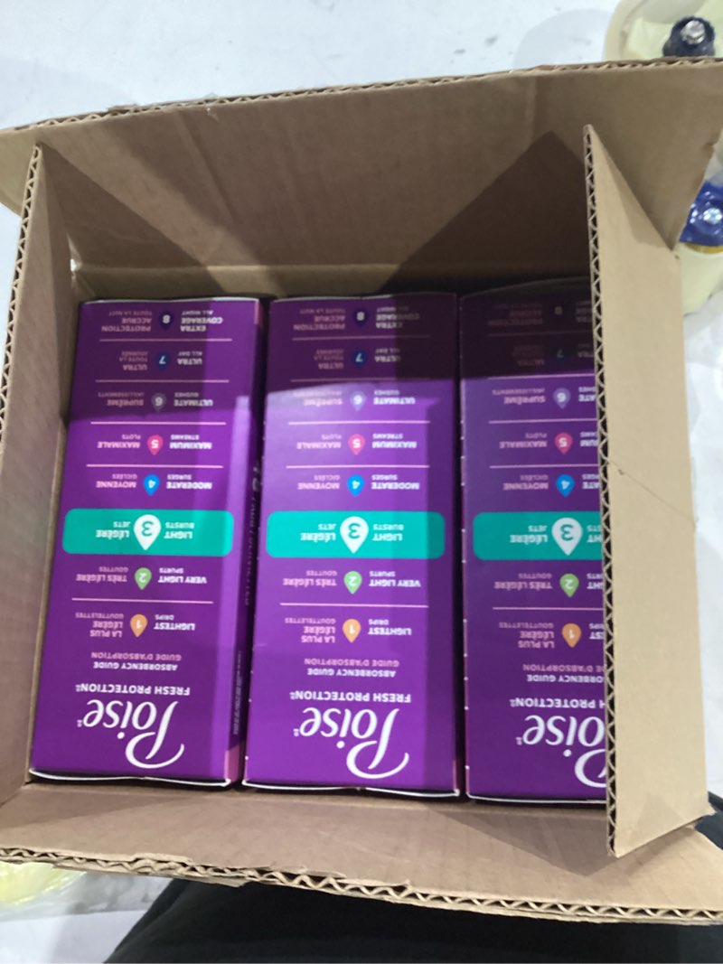 Condition photo showing New/Like New for poise ultra thin incontinence & postpartum pads for bladder leaks, 3 drop light absorbency, regular length, 144 count (packaging may vary) regular 144