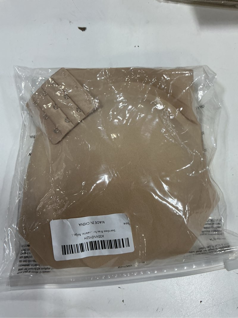 Condition photo showing New/Like New for Jelly Bras for Women Full Coverage Plus Size Tshirt Bra Back Fat Smoothing Wireless Brasieres, Beige, 3XL