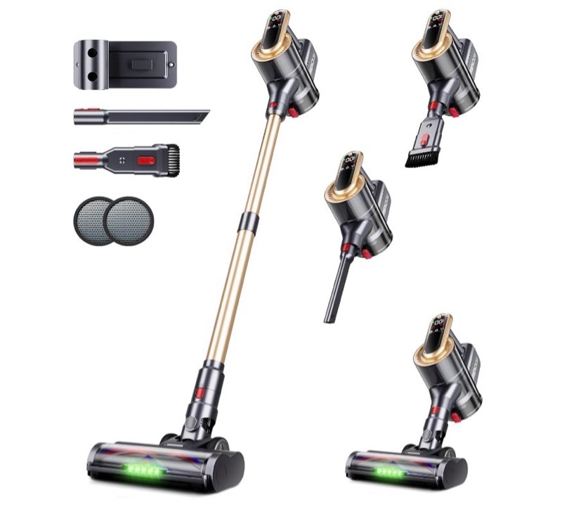 rendow cordless vacuum cleaner, 550w 45kpa 65mins vacuum cleaners for home, self-standing cordless s
