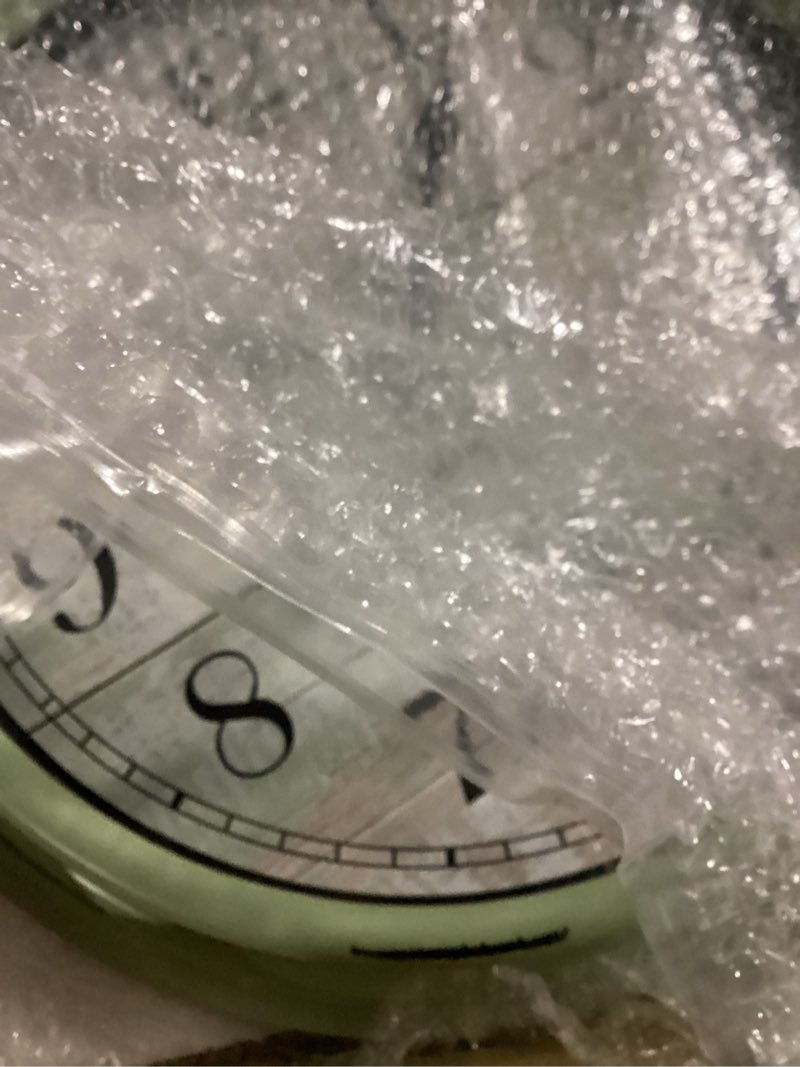 Condition photo showing New/Like New for 12 inch indoor/outdoor retro waterproof wall clock with thermometer,vintage battery operated silent non ticking quartz clock wall decorative for kitchen/bedroom/living room/bathroom/patio-olive green