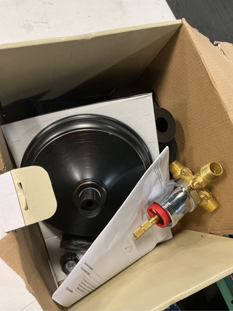 Condition photo showing As Is for allen + roth townley oil rubbed bronze 1-handle 6.0-in round bathtub and shower faucet