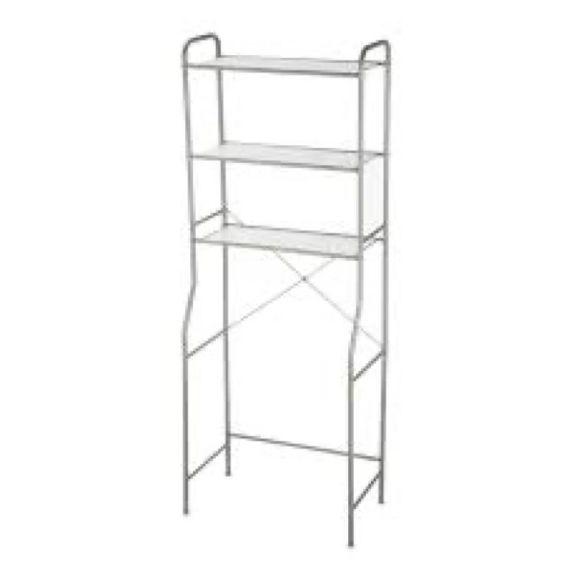 mainstays over-the-toilet 3-shelf steel storage unit with liners satin nickel