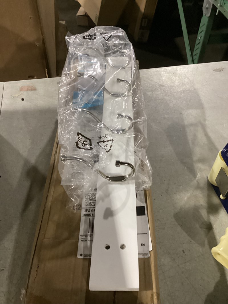 Condition photo showing As Is for Basics Wall-Mounted Farmhouse Coat Rack  5 Standard Hooks  White