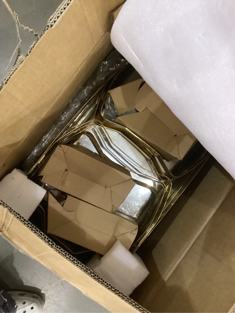 Condition photo showing As Is for Chafing Dishes for Buffet 4 Pack 7pan, 9QT [Elegant Gold and Silver Colors] Stainless Steel Chafing Dish Buffet Set [Sturdy and High Grade] Chafers and Buffet Warmers Sets 4 Pack-7pan Gold