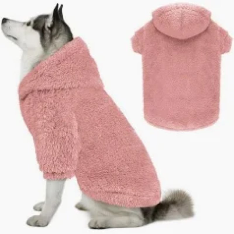 Fuzzy Dog Sweaters for Large Dogs Pet Hoodie Clothes Warm Soft Pet Coats Hooded Sweatshirt Dog Sweat
