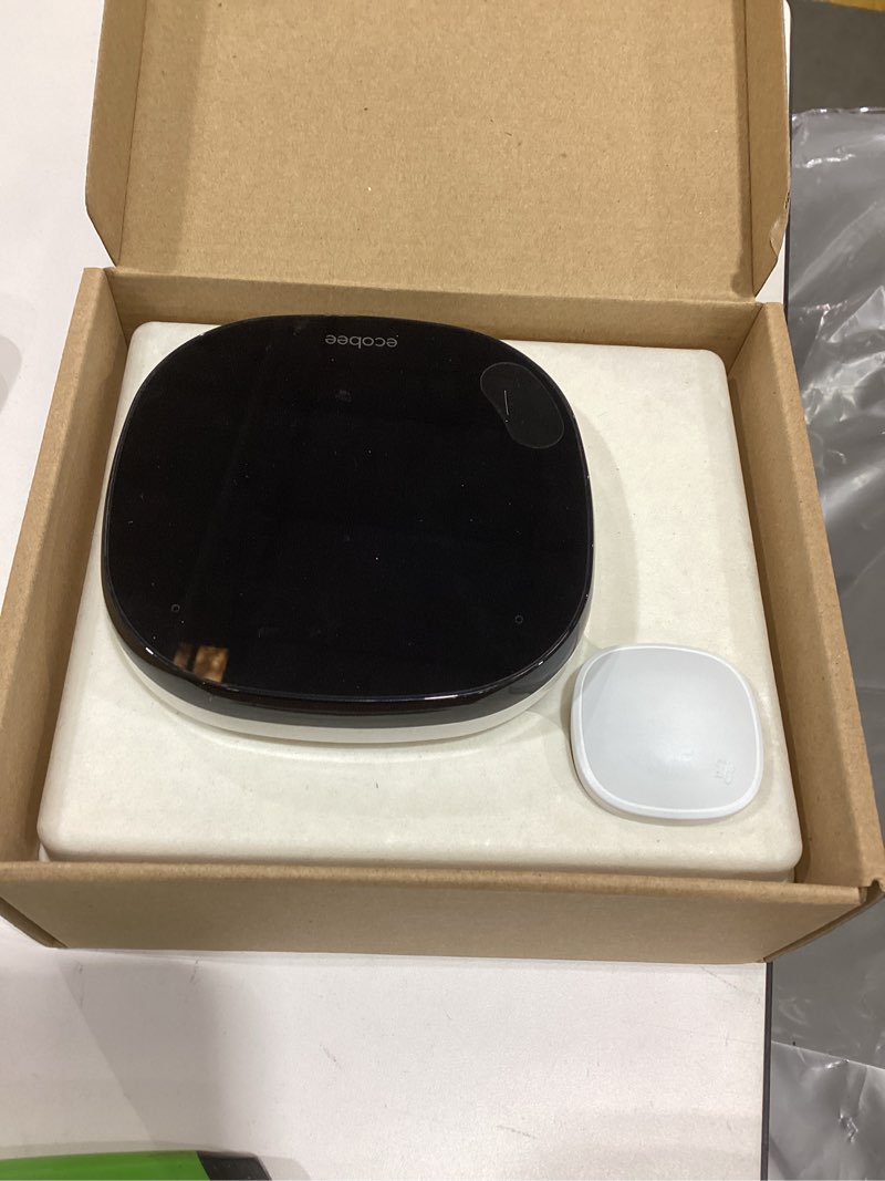 Condition photo showing As Is for ecobee Smart Thermostat Premium with Smart Sensor and Air Quality Monitor - Programmable Wifi Thermostat - Works with Siri, Alexa, Google Assistant