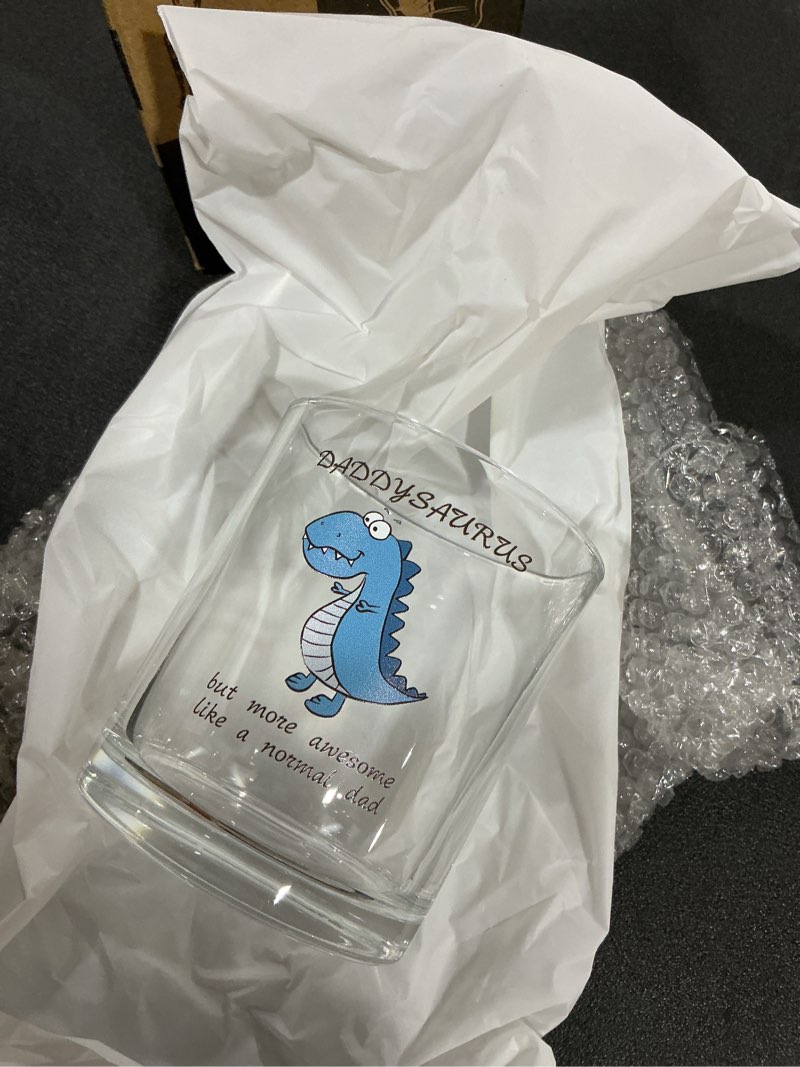 Condition photo showing New/Like New for Futtumy Dad Gifts, Fathers Day Dad Gifts from Daughter Son, Daddysaurus Whiskey Glass for Daddy Stepdad Husband Men, Father Gift for Christmas Birthday, 10oz