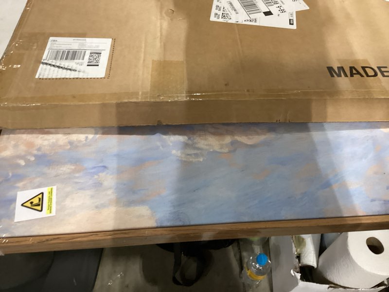 Condition photo showing Good Condition for framed claude monet landscape canvas wall art, large impressionist artwork for walls, blue scenery classic aesthetic prints paintings for living room farmhouse bedroom wall decor 32x24 inch 32"l x 24"w blue and green