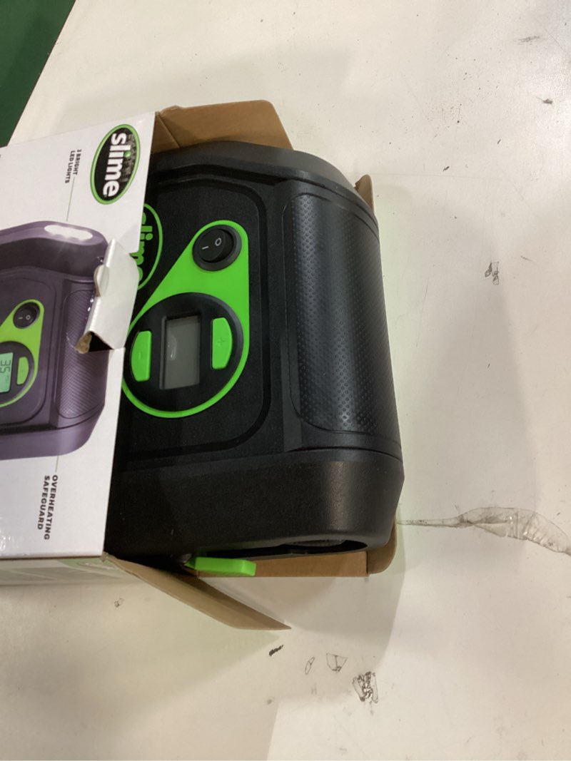Condition photo showing As Is for Slime 40088 Tire Inflator, Portable Car Air Compressor, Inflate Right automatic shut off, with Digital 99 psi Display, Long Hose and LED Light, 12V, 6 min inflation Compact Digital