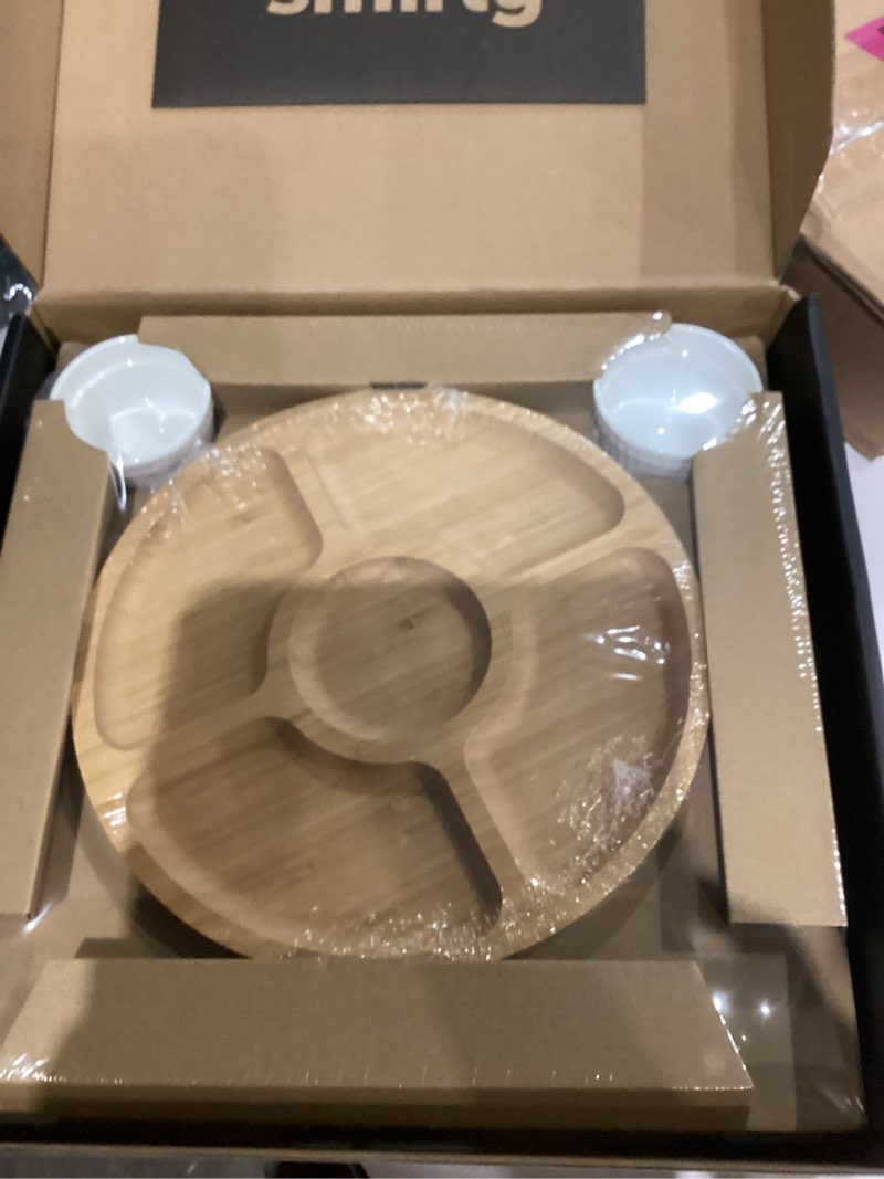 Condition photo showing Good Condition for SMIRLY Charcuterie Large Bamboo Cheese Board Set for Serving - House Warming Gifts for New Home, Wedding, Bridal Shower & Birthday, for Women