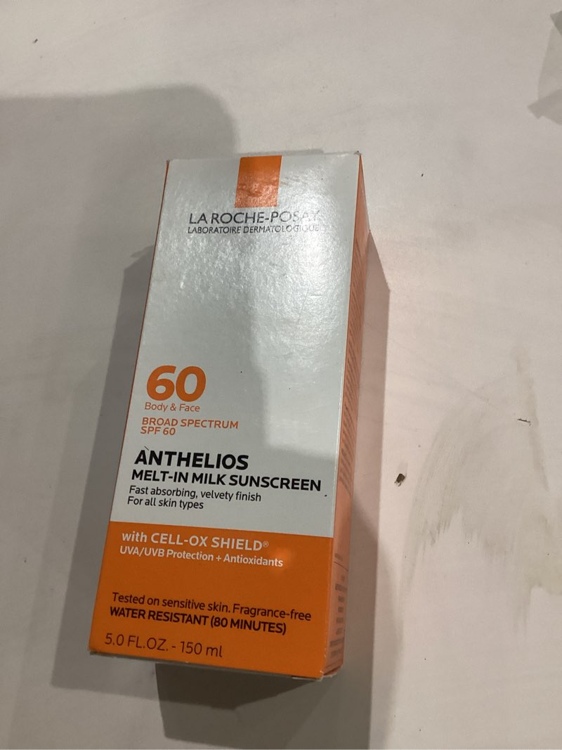 Condition photo showing New/Like New for la roche posay laboratoire dermatologique anthelios 60 melt in sunscreen milk broad spectrum spf 60 face and body / lotion