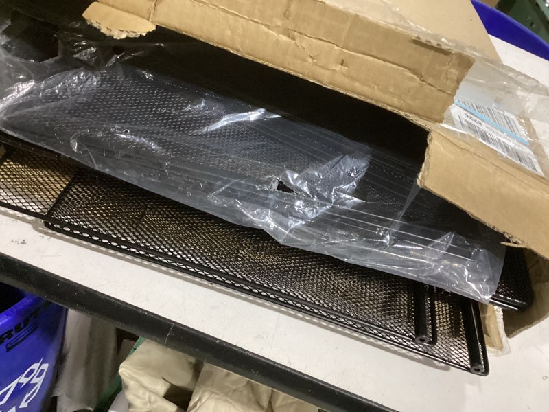 Condition photo showing Good Condition for Black mesh metal shelves 