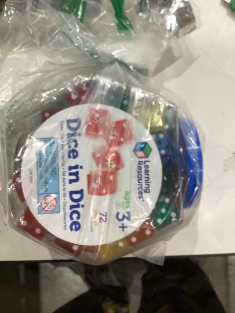 Condition photo showing New/Like New for Learning Resources Dice In Dice Bucket, Math Toy, Manipulative, Set of 72, Ages 6+, Multi-color, 3/4 W in