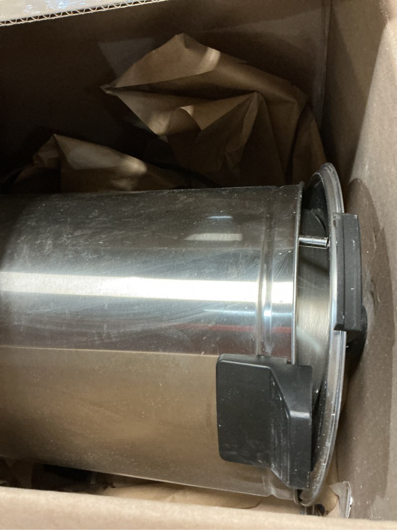 Condition photo showing As Is for sybo sr-cp-100b commercial grade stainless steel percolate coffee maker hot water urn for catering, 100-cup 16 l, metallic 16l metallic