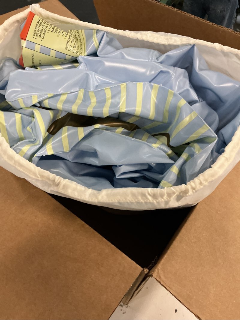 Condition photo showing New/Like New for funboy kids blue inflatable travel bed & mattress. perfect for sleepovers. includes carrying case storage bag, twin blue convertible twin