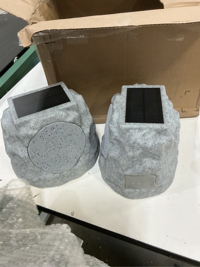 Condition photo showing Good Condition for solar rock speakers outdoor water-resistant 2-pack solar powered rock speaker with lights rgb and tws pair for patio outside garden bbq deck 2 pcs