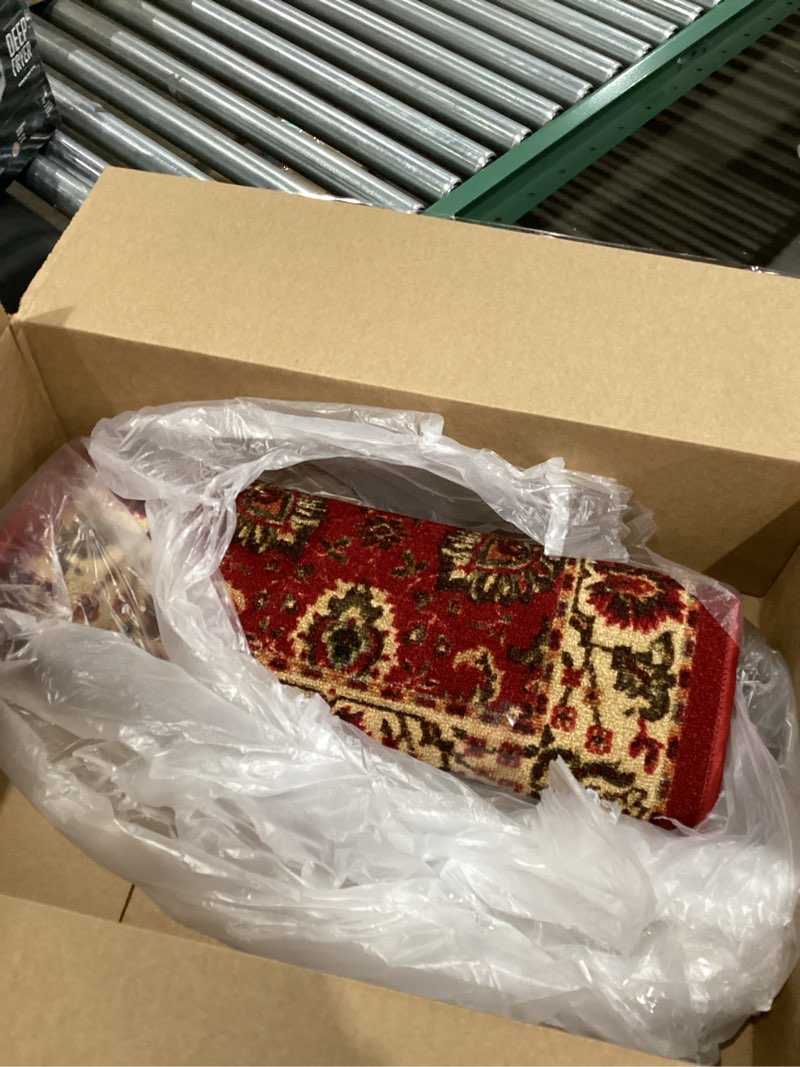 Condition photo showing Good Condition for Ottomanson Hallway Runner Rug 2'7" x 9'10" Non Slip Oriental Area Rugs Easy to Clean Laundry Rug Runner Durable & Pet Friendly Floor Carpet Runners for Hallways Entryway Living Room Kitchen, Red Red - Legacy 2'7" x 9'10" (Rectangular)