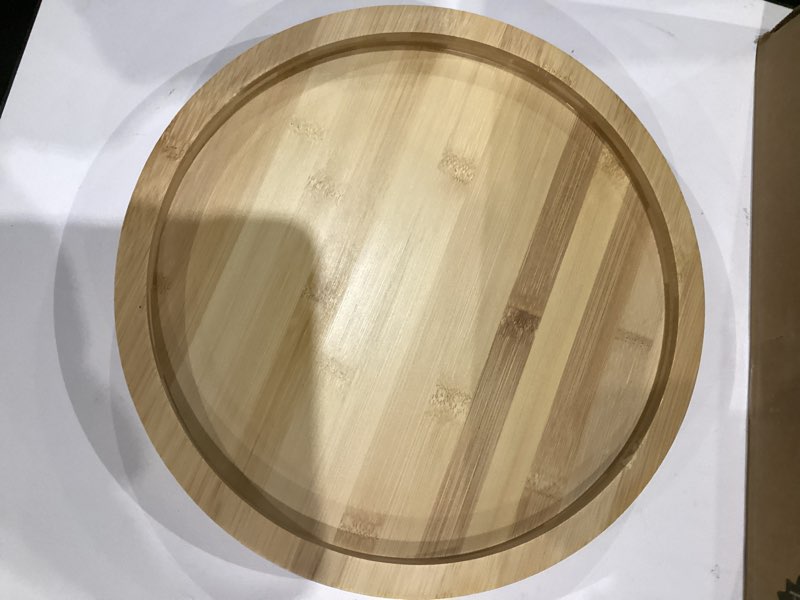 Condition photo showing Good Condition for Fasmov 12 Inches Diameter Bamboo Lazy Susan Turntable, Spin Thicken Round Wood Tray Rotating Spice Rack for Kitchen Pantry Countertop Table