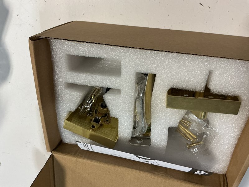 Condition photo showing New/Like New for coolnews crystal glass door knob with deadbolt, brushed gold front door knob and deadbolt set, satin brass exterior door handle with deadbolt lock deabolt satin brass