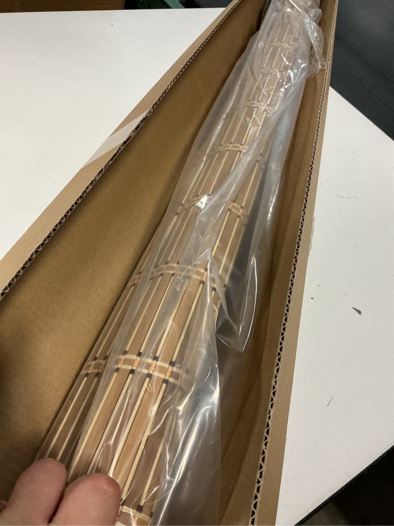 Condition photo showing Good Condition for lazblinds cordless bamboo blinds, roll up shades for windows, light filtering hanging window blinds, bamboo shades for patio indoor/outdoor porch, 23'' w x 48'' h, natural natural 23'' w x 48'' h